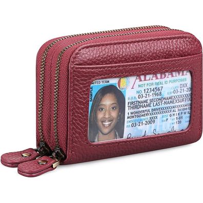 Frauen kleiner echter Leder -Brieftasche für Frauen mit RFID -Schutz, Mini