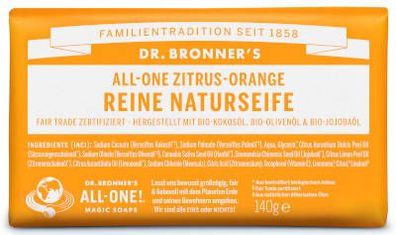 Dr Bronners Zitrus-Orange Reine Naturseife 140 g