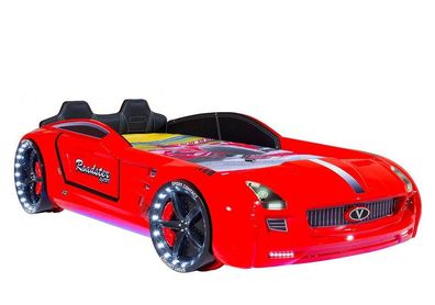 Autobett Roadster SPORT rot mit Innenpolsterung Full Led Licht 90x190 Kinderbett