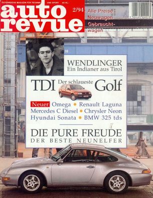auto revue Heft 2/1994 - Wendlinger, Golf TDI, Omega, Porsche 911, BMW, Chrysler,