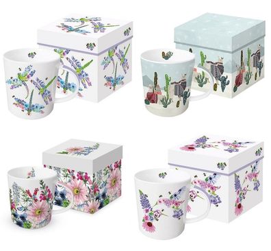 1 Kaffeebecher, Lama, Kolibri oder Blumen mit Geschenkbox, Henkelbecher Tier Tasse