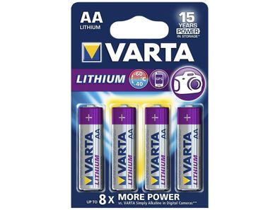 Mignon-Batterie VARTA Professional Lithium, Typ AA/6106, 4er-Blister