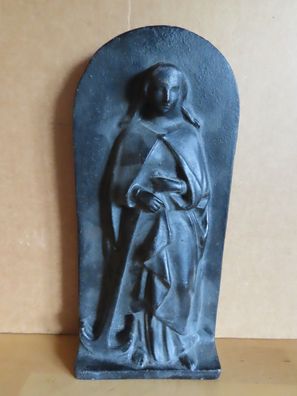 Standbild Eisen Guß schwarz Frau mit Anker oder Spitzhacke ca.26,8 cm H