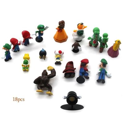 18Pcs Super Mario Brothers Actionfiguren Cartoon Spielzeug Set 18 verschiedene