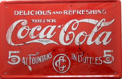 Top-Blechschild, 20 x 30 cm, Coca-Cola, Kult Getränk, Neu, OVP