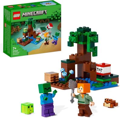 LEGO 21240 Minecraft Das Sumpfabenteuer Set, Spielzeug mit Figuren mit Alex- und ...