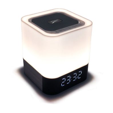 Tragbarer Bluetooth Lautsprecher leuchtender Wecker, Touch Nachttischlampe mit
