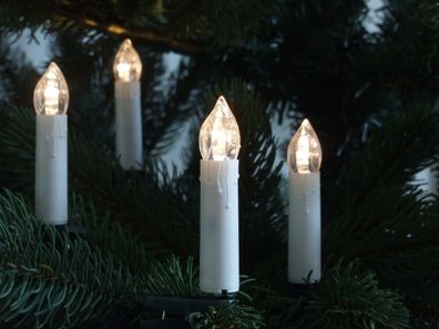 FHS Lichterkette Weihnachtsbaum 24,5m 50 Kerzen 6/18h Timer Baumkerzen Außen