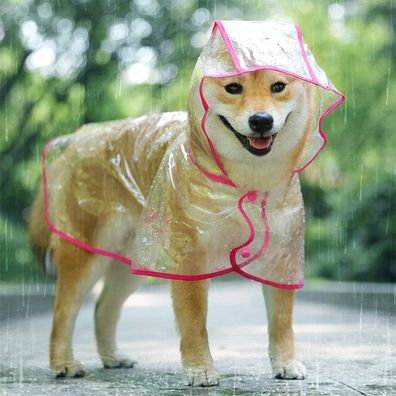 Regenmantel für Hunde und Katzen mit Kapuze, verstellbar, PVC, transparent, wasserdi