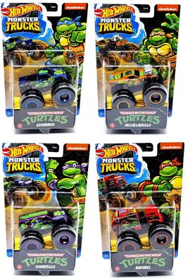 Mattel Hot Wheels Monster Trucks Teenage Mutant Ninja Turtles 4 Cars
