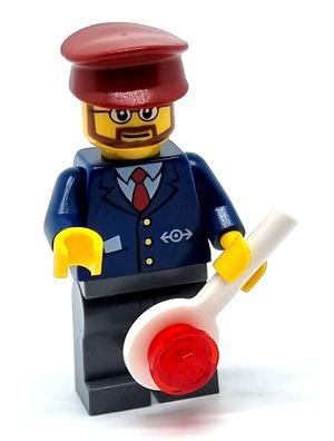LEGO City Figur 7938 Eisenbahn Kontrolleur Schafner mit Kelle