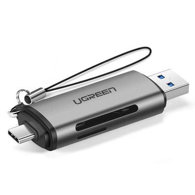 Ugreen SD / Micro SD Kartenleser für USB 3.0 / USB Typ C 3.0 Adapter grau