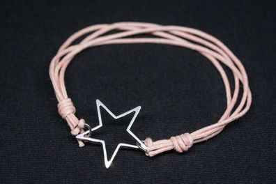 Stern Armband Anhänger Miniblings Glücksarmband Star rosa verstellbar silber