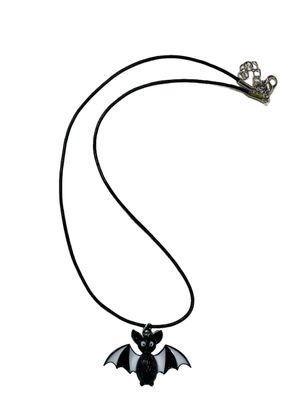Fledermaus Kette Miniblings Anhänger Halskette Kostüm Halloween schwarz weiß
