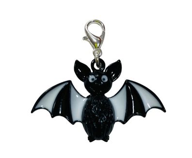 Fledermaus Charm Miniblings Anhänger Vampir Kostüm Halloween Bat schwarz weiß