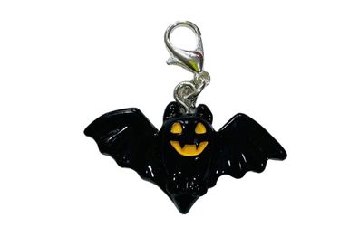 Fledermaus Charm Miniblings Anhänger Vampir Kostüm Halloween Bat schwarz orange