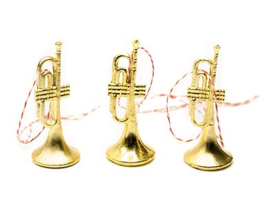 3x Trompete Weihnachtsbaumdeko Miniblings Musik Instrument Blasinstrument gold