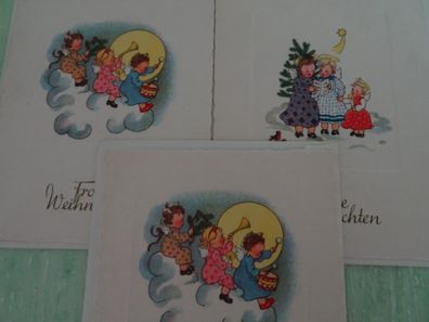 3 sehr alte mini Grußkarten HAW Frohe Weihnachten Engel singen musizieren