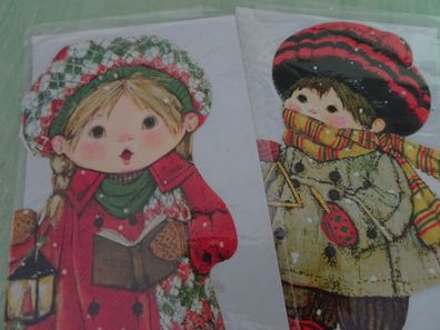 2 sehr alte Grußkarten anco Frohe Weihnachten Neues Jahr Kinder singen musizieren