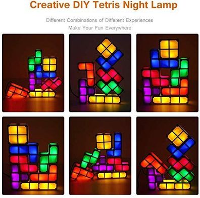 Tetris Lamp, Attoe LED Tetris Stackable Night Light 7 Colours Induction Locking