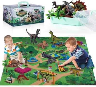 Dinosaurier Spielzeug Set, Figur Dinosaurier mit Aktivität Spielmatten und
