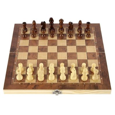 Schachspiel aus Holz,3 in 1, Tragbare Holz Schachbrett, Chess Board Set