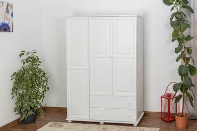 Kleiderschrank Kiefer Vollholz massiv weiß lackiert Junco 06 - Abmessung 195 x 1