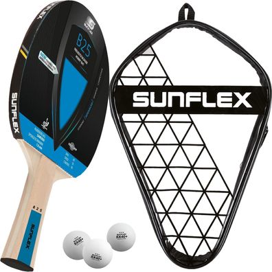 Sunflex B25 Tischtennisschläger + Hülle Single Case + 3 * * * ITTF SX40+ TT Bälle