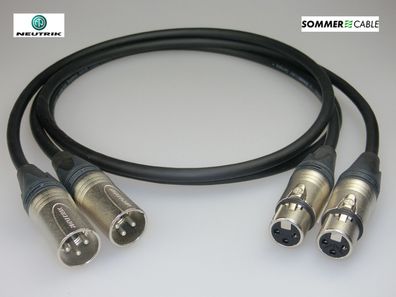 2 x 0,3 m sym XLR-Kabel 3pol -High-End- Sommer Cable Galileo mit Neutrik XX NEU