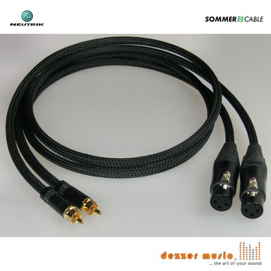 2x 0,5m Adapterkabel ALBEDO Schwarz XLR Cinch female Sommer Cable / High End