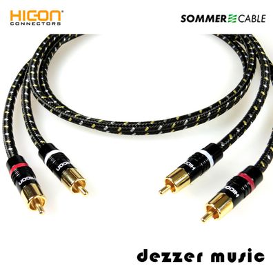 2x 4m Cinch-Kabel Classique sw Hicon Gold / Sommer Cable 4,00m/ NF-Phonokabel Hifi