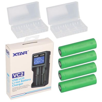 SET VC2 2-Schacht Lithium USB-Ladegerät + 4x VTC5A 18650 in Box