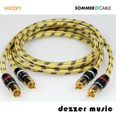 2x 3m Cinch-Kabel Classique Hicon Gold/ Sommer Cable 3,00/ High End Spitzenklasse