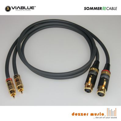 2x 2m Adapterkabel Carbokab Viablue- Sommer Cable XLR female Cinch.. High End NEU