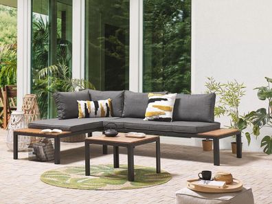 Luxus Aluminium Lounge Gartenmöbel Porto Sitzgruppe Set schwarz grau Terrasse Balkon