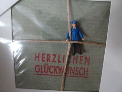 Räder Grußkarten Speck-Schifferer mit echten Figuren Postbote Glückwunsch Hallo C)´88