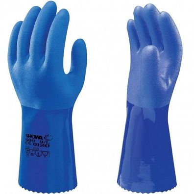 SHOWA 660 Schutzhandschuh Baumwollträgergewebe Chemikalienschutzhandschuh Blau