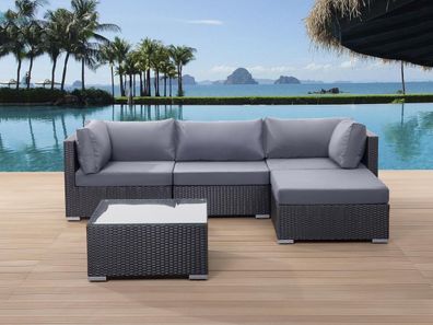 Designer Rattan Gartenmöbel Lounge Sun Sitzgruppe Sitzgarnitur schwarz grau Terrasse