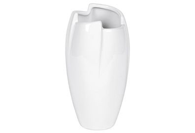 Vase Keramik 17cm weiß glas. 900031