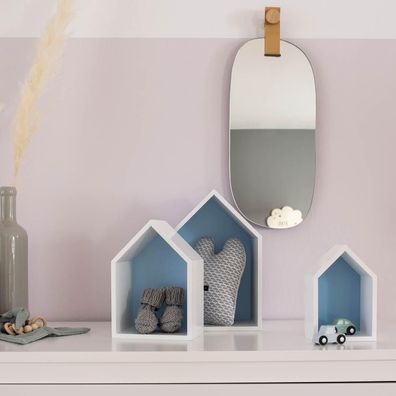 Puckdaddy Hausregal Elise in Blau 3er Set dekorative Regale im Haus Design