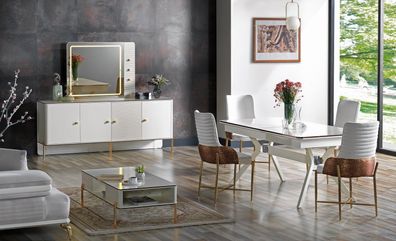 Esszimmer Set Garnitur Tisch 6x Stühle Design Modern Möbel Luxus Sideboard