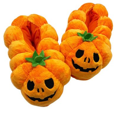 Halloween Kürbis Plüsch Hausschuhe 3D Pumpkin Pantoffeln Winter Warme Slipper Gr36-44