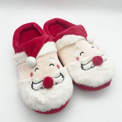 Cute Weihnachtsmann Plüsch Hausschuhe 3D Santa Claus Pantoffeln Winter Warme Slipper
