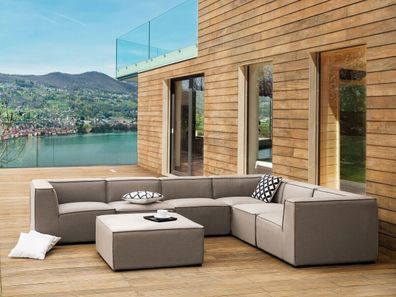 XXL Designer Lounge Amarillo Gartenmöbel Sofa Sitzgruppe Couch beige Terrasse