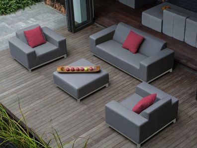 Luxus Designer Lounge Rhodos Gartenmöbel Sofa Sitzgruppe grau Terrasse Wohnzimmer