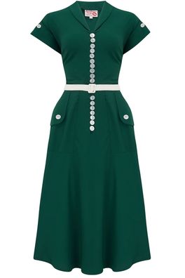 50er Jahre retro Hemdblusenkleid Vintage style Kleid grün