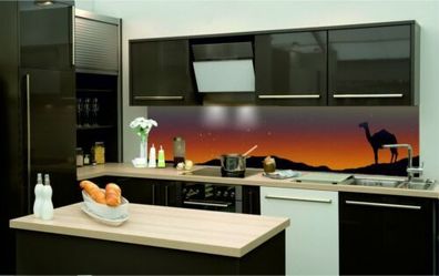 Küchenrückwand Hart PVC selbstklebend Kamel Wüste Sonnenuntergang KFS62