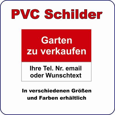 SCHILD wetterfest "Garten zu verkaufen" PVC Plane DIN A2 quer 420 x 594 mm