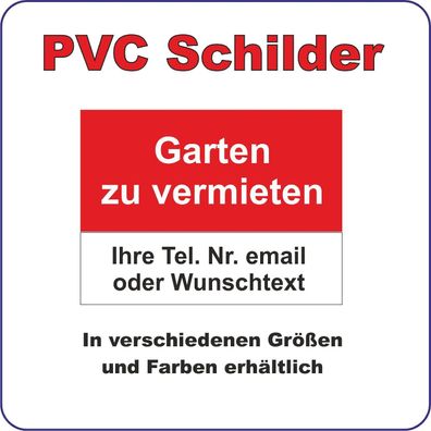SCHILD wetterfest "Garten zu vermieten" PVC Plane DIN A2 quer 420 x 594 mm