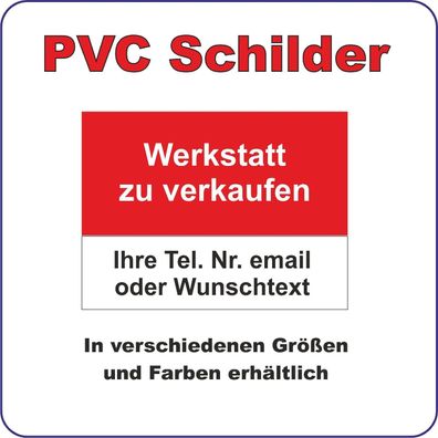 SCHILD wetterfest "Werkstatt zu verkaufen" PVC Plane 42 x 59,4 cm quer DIN A2